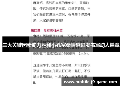 三大关键因素助力胜利小孔塞桑情感迸发书写动人篇章 三大关键因素助力胜利小孔塞桑情感迸发书写动人篇章